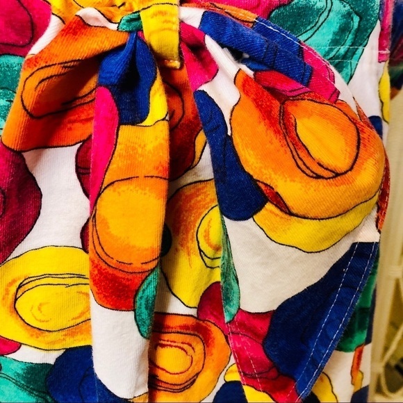 Vintage 90s Skirt Multicolor Hat Print Wrap with Tie Evan Picone Y2K size Large - Picture 6 of 16